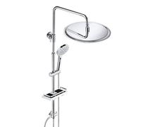 JOHO Columna de Ducha en Acero INOX sin Grifo Termostático, Conjunto ducha con Barra Ducha Altura Adjustable, Cabezal Ducha Lluvia 30 cm y Estante, Cromo