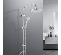JOHO Columna de Ducha en Acero INOX sin Grifo Termostático, Conjunto ducha con Barra Ducha Altura Adjustable, Cabezal Ducha Lluvia ABS 20 cm, Cromo