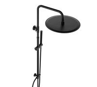 JOHO Columna de ducha sin Grifo ajustable en altura, Set de Ducha con XXL alcachofa de Ducha 30 cm, Negro Mate