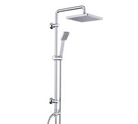 JOHO Columna de Ducha sin Grifo, Conjunto Set Ducha Acero Inoxidable con Barra Altura Adjustable, Cabezal Lluvia ABS 20x20 cm Cromo