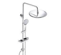 JOHO Columna Ducha sin Grifo Ducha Para Baños Sin Termostático Monomando Conjunto Ducha con Estante Barra Altura Adjustable Acero INOXI Set Ducha con Cabezal Ducha Lluvia en INOXI D25cm
