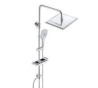 JOHO Columna Ducha sin Grifo Duchas de Baño Columna Columna de Hidromasaje Acero Inoxidable 304 con Estante Barra Ducha Altura Ajustable con Lluvia Grande y Ducha Mano 25x25cm