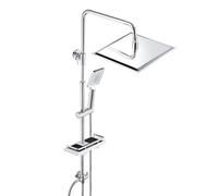 JOHO Columna Ducha sin Grifo Duchas de Baño Columna Columna de Hidromasaje Acero Inoxidable 304 con Estante Barra Ducha Altura Ajustable con Lluvia Grande y Ducha Mano 25x25cm