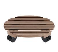 JOIEYOU WPC - Soporte para macetas de hasta 100 kg, con ruedas, para interiores y exteriores, resistente a la intemperie, tabla de ruedas, para cubo de basura, barril de lluvia (marrón claro, redondo