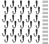 JOIKIT 30 ganchos individuales montados en la pared, ganchos negros de metal para bata con 60 tornillos, colgador de una sola capa para colgar ropa, sombrero