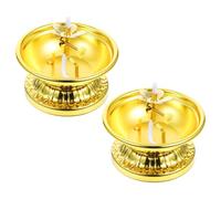 JOINPAYA 2 Piezas Lámpara de Aceite Tradicional Dorada de Aleación Brillo Ajustable y Diseño Redondo Vintage para Uso en Oración y Embellecimiento de Escritorio