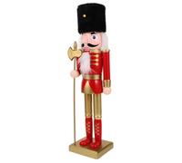 JOINPAYA Figura de Cascanueces Grande de Madera Base Cuadrada, Decoración Navideña Clásica para Fiestas Festivas y Centros de Mesa en Color Rojo