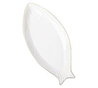 JOINPAYA Plato de Cerámica Decorativo, Blanco, Forma de Pez | Resistente al Calor, Fácil de Limpiar, para Uso Diario y Pastelería, Bandeja de Comida