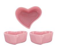 JOINPAYA Tazones de Vinagre y Salsa Forma de Corazón, Set de 3 Piezas, Cerámica Rosa, Tamaño Pequeño, para Uso en Tiendas de Alimentos y Familias