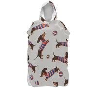 Joitme Poncho de surf colorido de dibujos animados para adultos, bata ligera para hombres y mujeres, poncho con capucha y toalla de natación