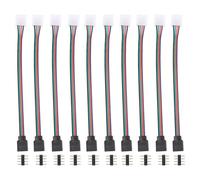 jojofuny 10 Piezas Conector para Tira de Luz LED Rgb, Conectores de Tiras de Led, 4 Pines 5050, Plástico, sin Soldadura, Negro, para Controlador y Cable de Cubierta