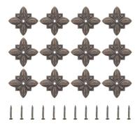 jojofuny 50 arandelas de placa trasera con diseño de flores antiguas - Accesorios de herrajes para juntas de decoración de muebles vintage para pomos de armarios y cajones de cómodas antiguas.