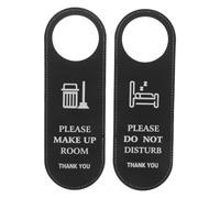 jojofuny Cartel Colgante de Puerta Señal de No Molestar Negro 2 Piezas de Cuero PU, de Doble Cara Diseño Ligero y Resistente, para Oficina, Dormitorio o Suite