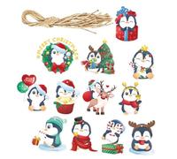 jojofuny Etiquetas Navideñas de Papel 12 Piezas para Regalos y Decoración Diseño Pingüino Colgante Pequeño Ligero y Compacto Adecuado para Fiestas y Adornos DIY de Navidad