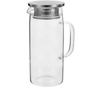 jojofuny Jarra de Vidrio de Alta Capacidad 1l Tapa y Pico Antigoteo, Diseño Clásico y Fácil de Almacenar para Servir Jugos y Té Caliente en Fiestas
