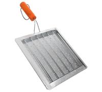 jojofuny Parrilla Portátil Perforada para Camping con Asa de Madera | Acero Inoxidable Plateado, Diseño Compacto con Luz Pasante, para Pescado y Cocina al Aire Libre