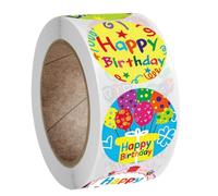 jojofuny Pegatinas Decorativas Redondas de Cumpleaños 1 Pulgada (2,5 Cm) 500 Unidades, Etiquetas Adhesivas Creativas para Regalos, Manualidades y Decoración de Fiestas