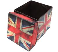 jojofuny Taburete para Almacenamiento Diseño Retro de Bandera Británica, Plegable, Gran Capacidad, Material Tablero de Densidad y Tela No Tejida Hogar y Estudio