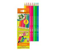 JOLLY Superstick Neon lápices de colores - Juego de 8 lápices de colores a prueba de roturas en estuche para niños, Colores vivos