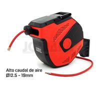 JOMAFA - Carrete de Manguera Aire Comprimido 12 m + 1 m VERSION PROFESIONAL ALTO CAUDAL Conector de 3/8" 12.5 x 19 mm - 1410
