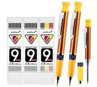 JOMPENS Engineer & Architect - Kit de lápices de carpintero de 2,8 mm, 2 lápices de marcado de metal resistente + 27 recambios de mina, carpintería de modo dual, obra de construcción, bricolaje en