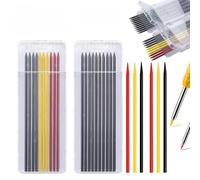 JOMPENS Recambios para lápices de carpintero de 2,8 mm, 20 unidades en total (2 cajas × 10 minas), juego de minas multicolor y negro, recambios resistentes a la rotura de 120 mm para lápices mecánicos
