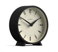 JONES CLOCKS® Venus Reloj de Escritorio | Diseño Moderno de Redondo | Negro | Estilo Retro y Estiloso para estantería, Mesa, repisa o mesilla