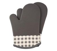 Jonhen Guantes de Horno Resistentes al Calor con Forro de algodón, Soportes de Silicona para Cocina, cocinar, Hornear, Asar, Barbacoa, Gris, L