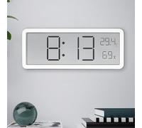Jonuin Reloj De Pared Digital, Funciona con Pilas, Pantalla LCD De 8 Pulgadas, Reloj Digital con Indicador De Hora, Temperatura y Humedad, Relojes De Pared Digitales para Salón, Dormitorio (Blanco)