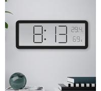 Jonuin Reloj De Pared Digital, Funciona con Pilas, Pantalla LCD De 8 Pulgadas, Reloj Digital con Indicador De Hora, Temperatura y Humedad, Relojes De Pared Digitales para Salón, Dormitorio