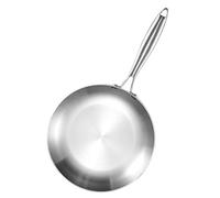 Jooehyer Sartén de Acero Inoxidable de 3 Sartén Wok para Cocinar Carne Frita Estufa de Gas Olla Cacerola Electromagnética Sartén Antiadherente 26 cm