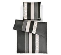 Joop! Mako 4022/9 - Juego de Cama Ropa Cama Satén, Sabanas con Cremallera, 135 x 200 cm, Diseño de Rayas, Color Negro