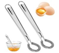 JOOTUEPO 2 Piezas Batidor Manual de Huevos Profesional Acero Inoxidable, Mini Bobina de Resorte, Batir Manual para Hornear, Mezclar, Huevos, Espumar, Batir
