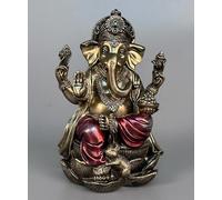 JORAE Ganesh - Estatua de Elefante Buda Sentado en el Pedestal de Loto, bendición del Señor, decoración del hogar, Figura de meditación de Dios hindú, Acabado de Bronce Antiguo, 7.25 Pulgadas,