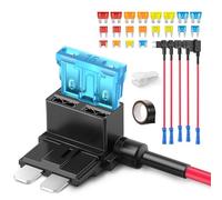 JOREST 6 PCS KIT PORTAFUSIBLES,3Valores Standard Mini Micro Robacorrientes Porta Fusibles Coche Circuito Inline Portafusible Add A Circuit Adaptador para 20Pcs Fusibles (5A 10A 15A 20A) + Cinta eléctr
