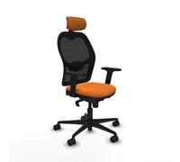 Jorquera sincro malla negra similpiel naranja brazos 2D base nailon cabecero 2D ruedas 65mm nailon