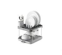 Joseph Joseph Duo Escurreplatos 2 Niveles sobre Fregadero, Escurridor Platos de Cocina con Soporte para Utensilios y Caño De Drenaje, Plastico, Gris