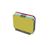 Joseph Joseph Duo Icon Juego de 4 Tablas Cortar de Cocina con Código de Colores y Iconos de Alimentos con Soporte de Almacenamiento, Plastico, Multicolor