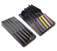 Joseph Joseph Cuchillos y utensilios de cocina Elevate, 10 piezas con almacenamiento para cajón, Negro/Multicolor