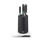 Joseph Joseph Elevate - Juego de 5 cuchillos con soporte giratorio, bloque de cuchillos de cocina - Negro/Verde