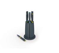 Joseph Joseph Elevate - Juego de 5 cuchillos con soporte giratorio, bloque de cuchillos de cocina - Negro/ópalo