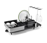 Joseph Joseph Extend Steel Plus Escurreplatos Extensible de Acero, con Soporte para Copas y Desagüe, Gran Capacidad, Negro