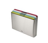 Joseph Joseph Folio Icon Tablas de Picar Antideslizantes, Codificadas por Colores, 4 Piezas, con Estuche de Almacenamiento en Acero Inoxidable, Grande