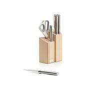 Joseph Joseph Juego de cuchillos Fusion 10577 – 5 pz, acero inox., tijeras y bloque, beige