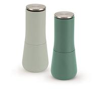 Joseph Joseph – Juego de molinillo de sal y pimienta Milltop sin derrame, recargable, verde salvia