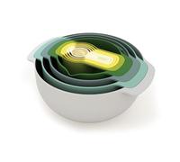 Joseph Joseph Nest 9 Plus, Piezas apilables, Cuencos para mezclar, Con bol grande y pequeño, Colador y 5 Tazas medidoras, Color Opal, Juego de 9