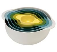 Joseph Joseph Duo Juego de Cuencos para Mezclar de 6 piezas, Set de bol, cuenco y colador, Ideales para Ensaladas, Repostería, en Plástico, Multicolor