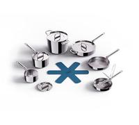 Joseph Joseph Space Steel batería cocina 6 piezas inox asas plegables, inducción, apilable, ahorro de espacio
