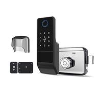 Joskeijky Tuya - Cerradura de puerta inteligente con contraseña digital, doble huella digital, cerradura de llanta electrónica para puerta de hierro exterior
