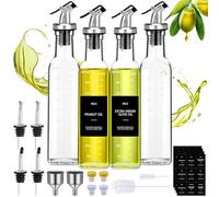 JOTOL 4 Piezas Botella Aceitera Antigoteo,500 ML Dispensador de Aceite y Vinagre,Set de Aceite y Vinagre con Canalón,Embudo de Acero Inoxidable,Etiqueta,para Cocina,Ensalada,Barbacoa